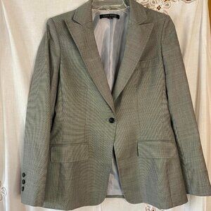 Anne Klein Women's Size 10 Black and White Tattersall Single Button Blazer